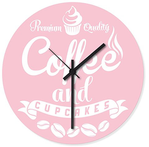 Wandkings Wanduhr mit farbenfrohen Motiven - Wähle EIN Motiv - Coffee and Cupcakes Rosa