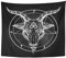 Emvency Tapisserie Pentagramm mit Dämonen Baphomet Satanischer Ziegenkopf Binärsymbol Tattoo Retro Musik Sommer für Biker SchwarzSchlafzimmer Wohnheim 127 x 152,4 cm