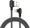 mcdodo E0335 LED 90 Degree iPhone Charger Fast Charging Cable data cable 2A Zinc Alloy Nylon Anti-Bending Anti-Fracture Compatible iPhone X 8 7 6 Plus iPad iPod (1.2M),Black
