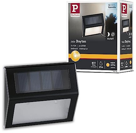 Paulmann 94234 Solar Stufenleuchte/Treppenleuchte LED Außenleuchte incl. 1x0,05 Watt Anthrazit Kunststoff 3000 K Warmweiß