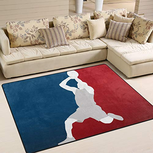 Use7 Teppich mit Cartoon-Basketball-Motiv, für Wohnzimmer, Schlafzimmer, 203 cm x 147,3 cm