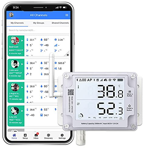 Ubibot GS1-A WiFi Termómetro Higrómetro, Registrador Inalámbrico de Datos de Temperatura, Monitor Remoto de Humedad para Invernadero, App Gratuita y Alarma por Email, IFTTT, Alexa (solo WiFi 2.4GHz).