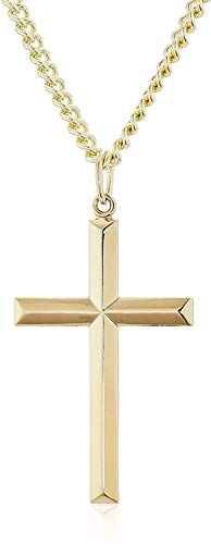 Lifetime Bling Halskette mit Kreuz-Anhänger aus 14-karätigem Gold, massiver Verschluss für Männer, Frauen, Teenager, dünn für Charms, 14 Karat Miami, kubanische Gliederung, Diamantschliff