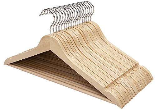 FairyHaus Kleiderbügel 30 Stück, Glatte Oberfläche Kleiderbügel Holz mit 360° Drehbarem Haken und Kerben, Leichte Holz Kleiderbügel Jackenbügel für Anzug