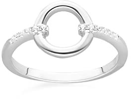 Elise Ring Silber schlicht Zirkonia weiß, Silber, Zirkonia