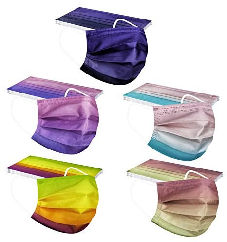 AMDOLE 50 Stück Einweg Erwachsene Mundschutz Mund Nasenschutz Halstuch Maske 3D Druck Einmal MNS Mund-Tuch Atmungsaktiv Bandana Halstuch Face Schals
