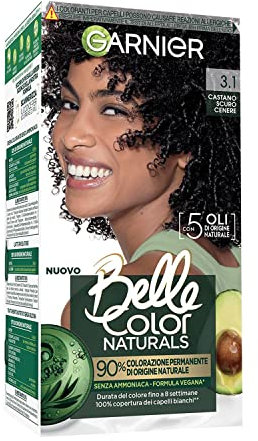 Garnier Belle Color Naturals Permanente Coloration, für eine leuchtende Farbe bis zu 8 Wochen, ohne Ammoniak zu 90% natürlichen Ursprungs, Dunkelbraun Asche 3.1