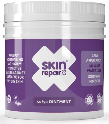 SkinRepairX 50/50 Ointment 500ml Protection for skin damaged by eczema, psoriasis. Vegan, Fragrance Free, Suitable from Birth