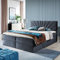 Boxspringbett Doppelbett TEO - Bett mit Bonellmatratze, mit Bettkasten für Bettwäsche und Topper. Gepolsterte Kopfstütze in 3 verschiedenen Varianten (Anthrazit, 120x200 TEO 2)