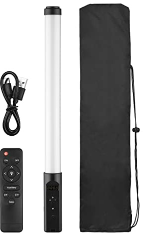 Camnoon Handheld LED Video Tube Light LED-Röhrenlicht 3200K-5500K Dimmbar CRI95+ Eingebauter 2200mAh Akku mit Fernbedienung Tragetasche für Vlog Live Streaming Produktporträtfotografie