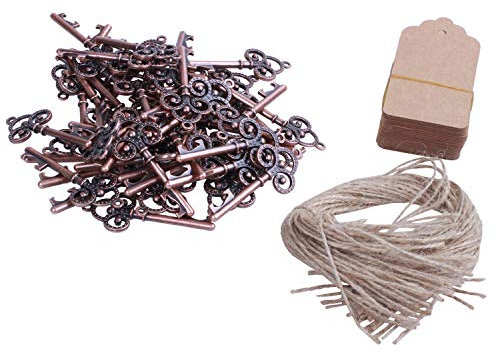 Cusstally 50Paquete Abrebotellas Llave Tarjetas Etiqueta Favor De Boda Esqueleto Para Decoración Rústica Fiesta