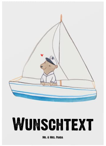 Mr. & Mrs. Panda Personalisierte Karte Bär Segeln - Geschenke, Segelboot, Segeltörn, Segelschule, Postkarte, Yachtclub, mit Namen, Geschenk, grußkarte personalisiert, postkarten