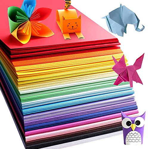 MIDUOLE Origami-Papier, Packung mit 200 Blatt – 20 lebendige Farben – doppelseitig – 15,2 cm quadratisch, leicht zu faltende Papier für Kinder, Erwachsene, Anfänger, Training, Kunst- und