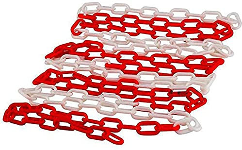 Parking Locks， Parking Piles ，Parking Barriers Plastic Chain Link Fence with 2pcs S Hooks, Warning Chain red and White, Warning Chain for Parking, Construction Sites Sturdy and Durable, Easy to Instal