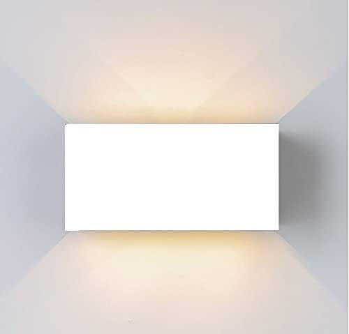 Rebmann LED Up&Down 3000k 20W verstellbare Außenwandleuchte doppelt IP66 wasserfest Fassadenbeleuchtung Metallgehäuse Innenbeleuchtung Licht Wandlicht Wandleuchte Weiß…