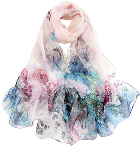 FAIRYGATE Tuch Damen Frühling Seiden Tuch Damen Eleganter Sommer Schal für Frauen Hochwertiges Seidentuch Seidenschal Halstuch und Chiffon Stola Dezent Stilvoll A4214