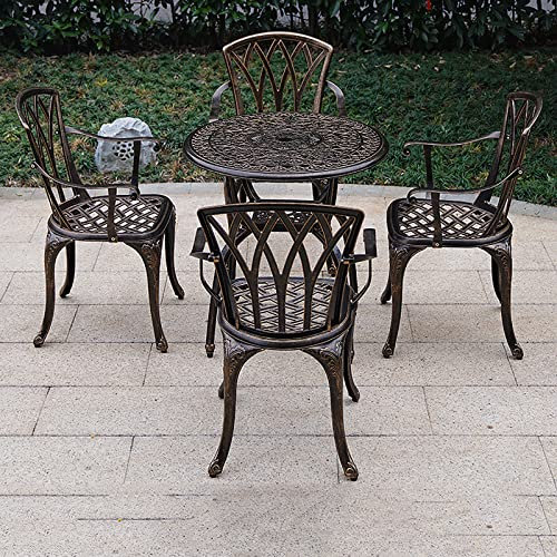 Bistroset aus Aluminiumguss Stabile Sitzgarnitur Antik Balkonset: 1 Gartentisch und 4 Stühle, wetterfestes Gartenset, im Retro-Stil, Wartungsfrei, leicht, mit Handläufen Grand Patio Bistro Set