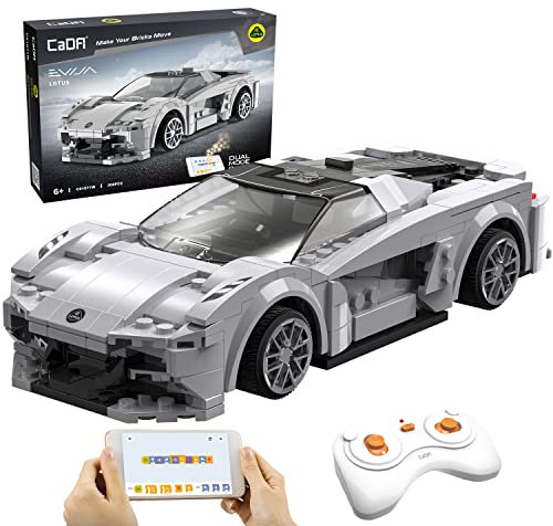 CaDA RC Racing Juguete de Construcción App y Control Remoto 308Pcs Lotus Licencia Sport Car Building Brick Kit Regalos de Cumpleaños para Kid,Stem Modelo de Coche Juego de Bloques de Construcción