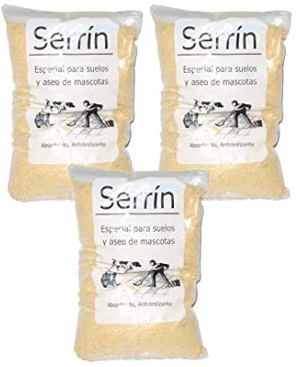 Bricoloco Serrín de Madera saquitos de 1 kg en Polvo con múltiples Aplicaciones para Limpieza, Mascotas, Cultivo. (3 saquitos de 1 Kilo)