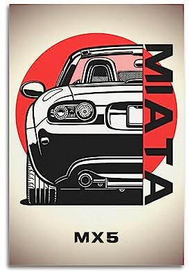 JDM Auto-Poster für Mazda MX-5 Rennauto, Sportauto, dekoratives Gemälde, Leinwand, Wand- und Kunstbild, Familien-Schlafzimmer, Dekoration, 40 x 60 cm