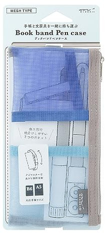 Midori Custodia a libro per penna a rete B6-A5, Blu (Pallido)