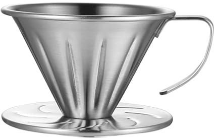 GVRGO Pour Over Dripper Kompatibel mit V60 - Tragbare Reise-Kaffeemaschine, Wiederverwendbare Edelstahl Metalle Langsamer Filterkegel für Reisen, Camping, Büro, Zuhause, Kaffeemaschine, Brühgeschenk,
