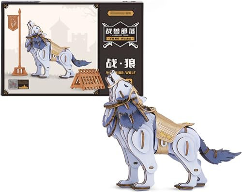 3D Holz Puzzle - Kriegstier Holzmodelle Bausätze - Selbstmontage Pädagogischer Knobelspiel - 3D Puzzle Spielzeug Geburtstag Weihnachten Geschenke für Erwachsene und Kinder 8+ Jahre War Wolf