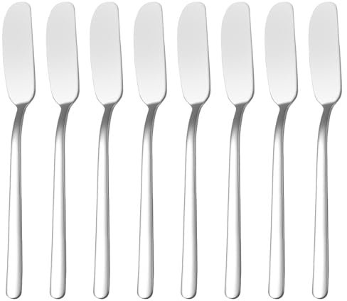 FIBOUND 8 Confezione da Coltelli per Spalmare Il Formaggio, Spalmatore Dell'inceppamento Dell'acciaio Inossidabile, Adatto per Gelati, Formaggi, Torte, Casa, Cucina, Colazione - Argento