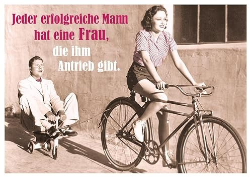 Gutsch Verlag Lustige Postkarte mit Retro-Motiv und Spruch - Jeder erfolgreiche Mann hat eine Frau, die ihm Antrieb gibt - Witzige Geschenkidee für Paare, Humorvolle Karte
