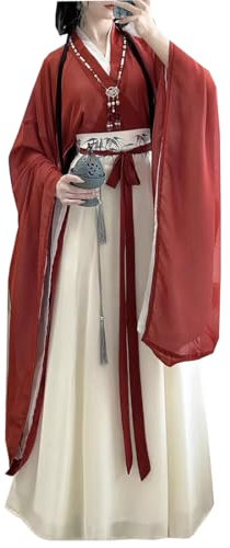 Ez-sofei Costume traditionnel chinois pour femme - Robe Hanfu (rouge-E, taille S)