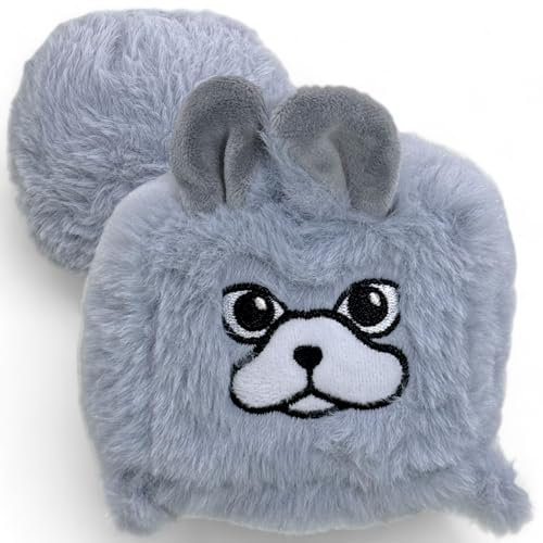 MIJOMA Plüschball Tiere - Vielseitige Mini-Plüschtiere, verwandelbar zu Bällen, Ø10cm, Superkuschelig, Für Outdoor & Indoor Spaß, 100% Polyester (Hund grau)