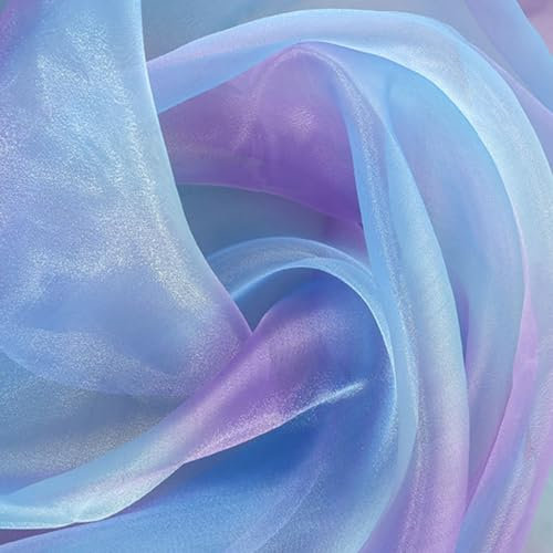 Viusneun Regenbogen Tulle, 150×200cm Farbverlauf Regenbogen Tüll Hautfreundlicher Organza-Stoff für Hochzeit Tischläufer Geschenkband Schleife Nähen Basteln Stoff (Blau)
