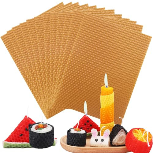Bolosa 12 Bienenwachsplatten, Wachsplatten für Kerzen, Taufkerze Selber machen set, Wachsplatten zum Kerzen Verzieren, Kerzen Bemalen Set Braun, für Erwachsene und Kinder(20x15cm)