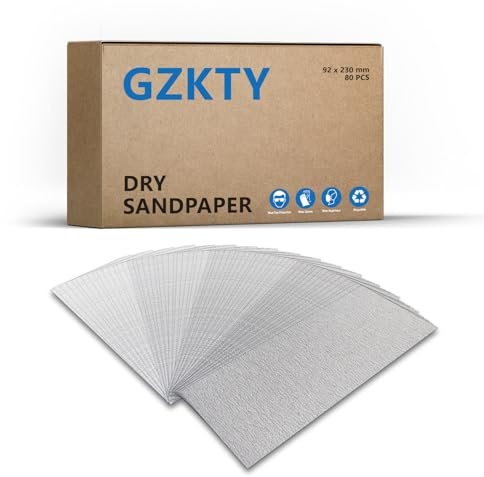 GZKTY 80Pcs White Coated Aluminium Oxide Dry Sandpaper Set 93 x 230 mm | Generally Used for Sanding Paint, Wood and Metal, Hand Sanding Sandpaper