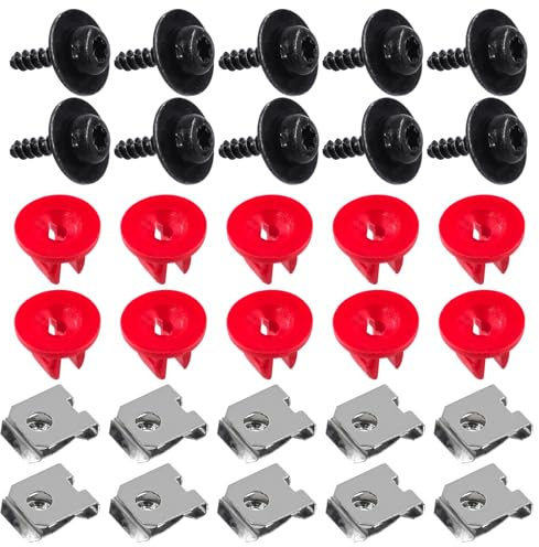 Swpeet 10 juegos de protección contra salpicaduras de motor, cubierta de tornillos para tuerca, kit de clip de tuerca, tornillo de cabeza torx, tuercas en U para Ford Escape Focus Transit Connect Edge