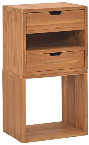 JUDYY Beistellschrank 40x30x76 cm Teak Massivholz, Schrank Klein, Flurschrank, Kommode, Vorratsschrank, Flurschrank, Badezimmerschrank, Kleinmöbel - 326129