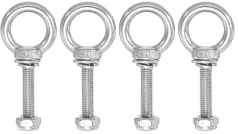 PATIKIL Ringschraube, M10x50 304 Edelstahl ösenschraube Gewinde mit Sechskantschraube Mutter Dichtung Unterlegscheibe zum Aufhängen und Sichern von Ketten Drahtseilen, 4 Sets