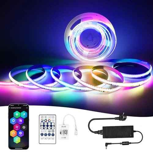 RGB+IC Ruban LED COB 10M Bande Led Strip avec contrôleur WIFI 576LEDs/M 24V Dimmable Multicolore Bande lumineuse pour Maison Chambre Cuisine