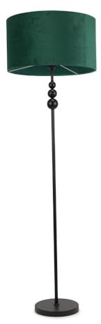 ValueLights | Matt Black Stacked Ball Single Stem Standing Floor Lamp with Forest Green Velvet Shade | Floor Lamps & Torchieres, Home Décor & Improvement Essential | Includes Bulb