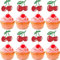 24 Stück Kirsche Tortendeko Glitzer Rote Kirsche Cupcake Toppers Obst Kirsche Kuchen Deko für Kirsche Thema Baby Dusche Braut Dusche Geburtstag Party Kuchen Dekorationen