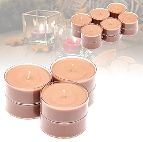 Candelo Juego de 12 velas aromáticas XXL – Velas aromáticas de almendra quemada – Funda de plástico – 8 horas de combustión – Velas grandes en marrón