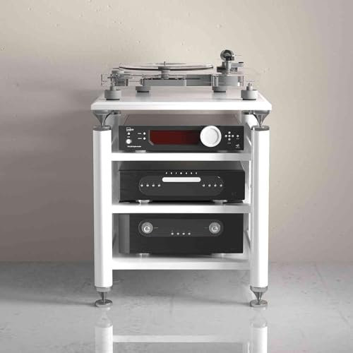 YQMHEZ Mensole galleggianti in Legno da Pavimento, Supporto for Supporti Audio-Video, Mobile AV Aperto, for Lettori Dvd, Console for Videogiochi, decoder Via Cavo, Accessori TV(White,4 Tier)