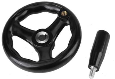 Rueda de mano de 3 radios, 160 x 16 mm, corrugado desmontable, accesorio de torno de madera de goma para torno y fresadora (negro)