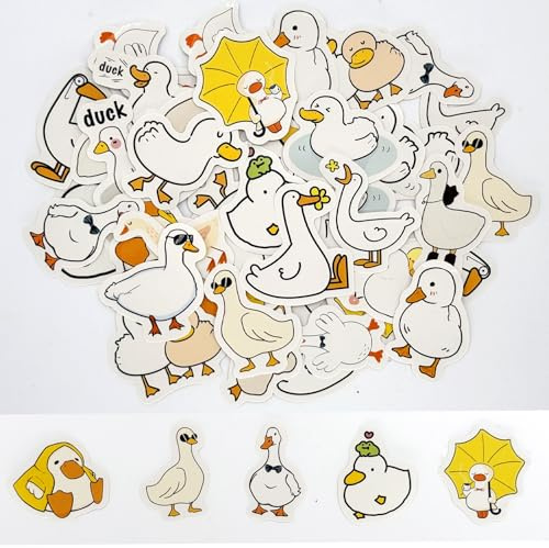 NICECONE 46 Stück niedliche Enten-Aufkleber, selbstklebend, wasserdicht, Vinyl, lustige Cartoon-Enten-Aufkleber für Bastelarbeiten, Dekoration, Tagebuch, Umschlag, Handyhülle, Wasserflaschen, Laptops