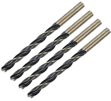 sourcing map 4pcs Straight Shank Twist Drill Bits 7mm Gold Titanium & Black Nitride Coated High Speed Steel (HSS) 4341 with 7mm Shank for Stainless Steel Alloy Metal Plastic Wood