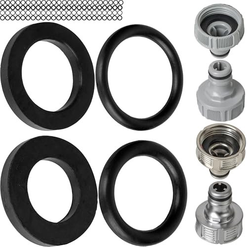 Ersatz Dichtungen Mix Set, 100 Stück, für G 1/2 und 3/4 Zoll, kompatibel mit Gardena 21 und 26,5 mm Hahnverbinder, Gummi, O-Ring mit Ø 16 x 11, 22,3 x 17 mm, Flachdichtung mit Ø 19 x 11, 24 x 16 mm