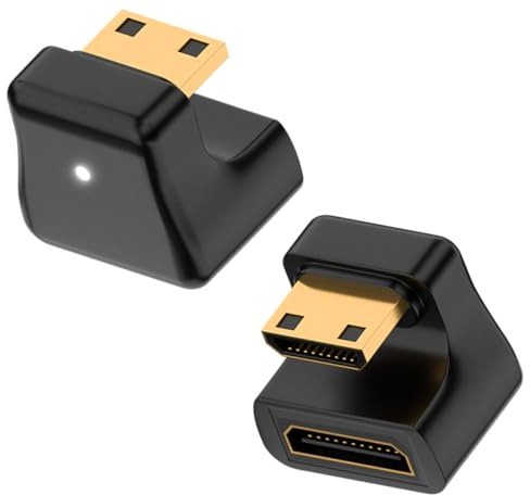 Adaptador HDMI a Mini HDMI en forma de U, adaptador de extensión 8K Mini HDMI macho a HDMI hembra estándar, adaptador Mini HDMI 2.1 de 360 grados, 48 Gbps, compatible con 8K a 60 Hz para cámara,