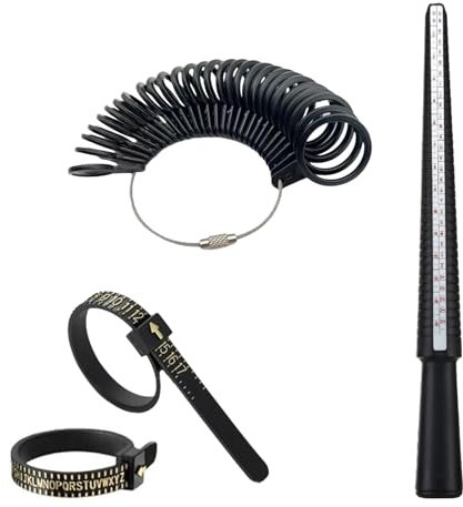 Strumento di Misurazione della Dimensione,Set di 4 Pezzi Misuratori per Anelli Regolatori Dimensione Anello Stick e un Calibro per Misurare il Diametro Dell'anello e la Dimensione del Dito