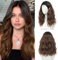 BUPPLER Braune Ombre Perücke 18 Inch Mittellange Perücken für Frauen Mittelteil Kunsthaar Wellige Perücke mit verbesserten Strähnen, Naturhaar für den täglichen Party/Halloween