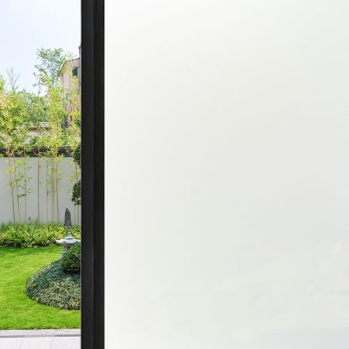 Lámina para Cristales 80 x 100 cm Opaco Esmerilada Decorativa Opaco Vinilo para Ventanas Privacidad Película Autoadhesiva Estática para Oficina Cocina, Blanco Mate